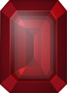 illustration of a deep red emerald-cut gem